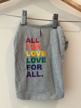 Unbranded Dog Pet Tee T-Shirt Rainbow 'All For Love Love For All”Graphic size XS